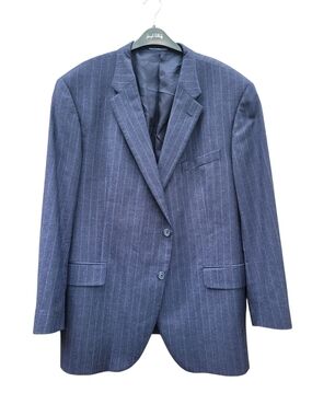 2pc Ermenegildo Zegna Wool Navy Blue Pinstripe Two-Button 2 Piece Suit 44R